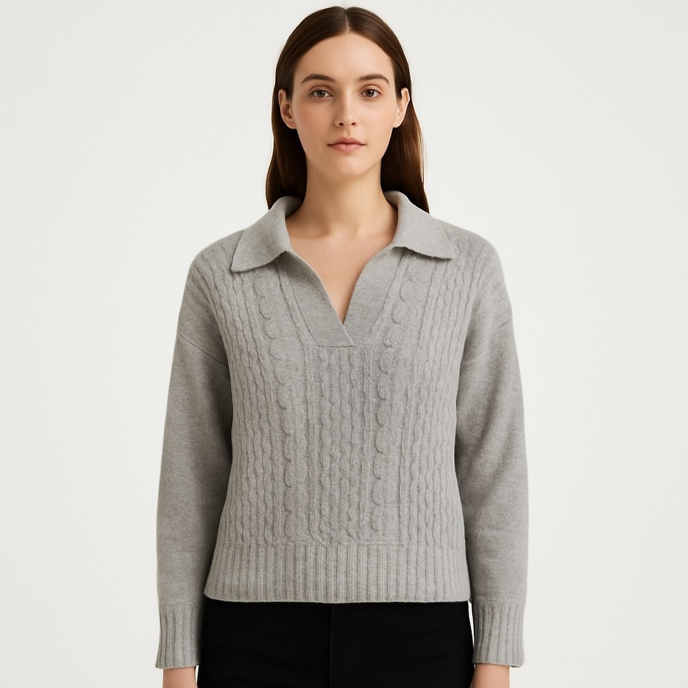 🧶 Jason Wu Cable Knit Collared Sweater – Women’s Large